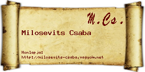 Milosevits Csaba névjegykártya